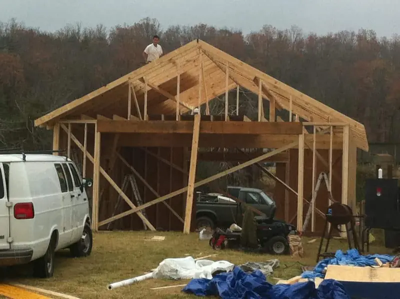 Detached garage framing going up