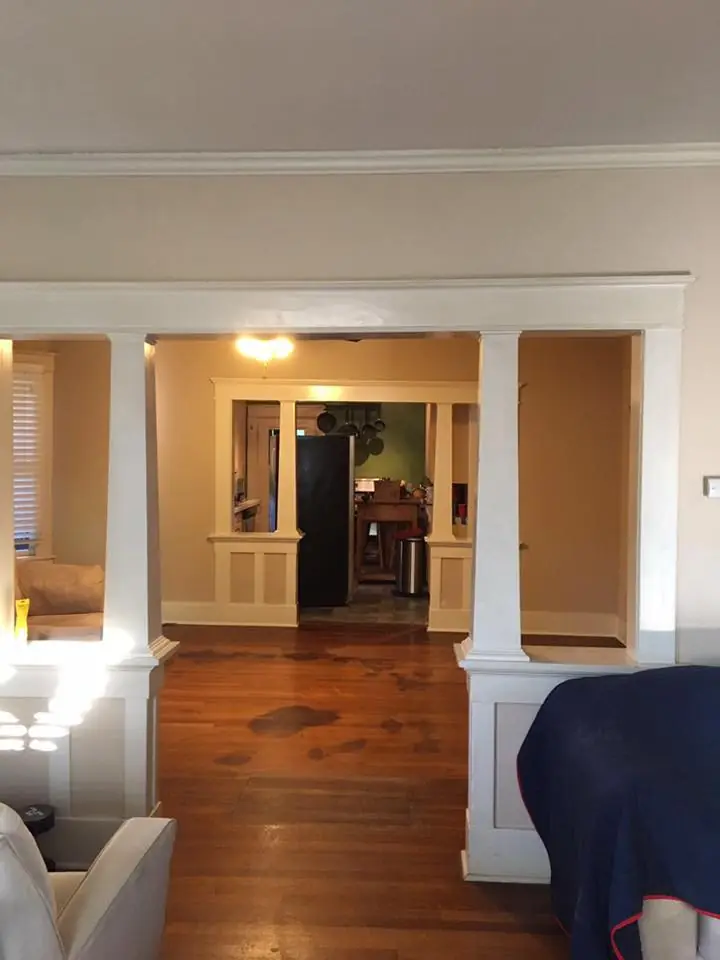 Hallway with new wood-look flooring after a make ready