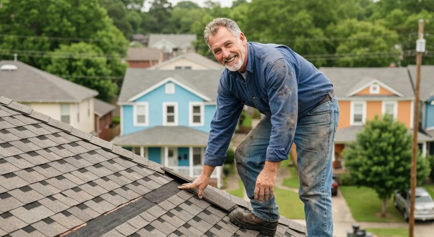 447ec552-e54f-4018-8181-a293bafcc252.webp A local Little Rock roofer inspecting a residential roof — experienced, community-focused service